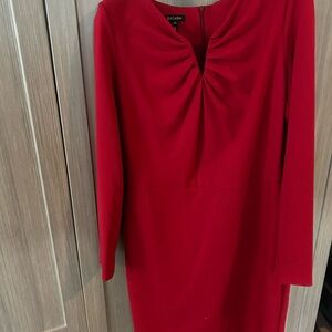 Escada Vibrant Red Long Sleeve Dress
